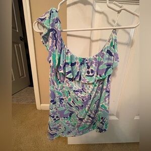 Lilly Pulitzer Pastel Ruffle Blouse - Blue and Purple